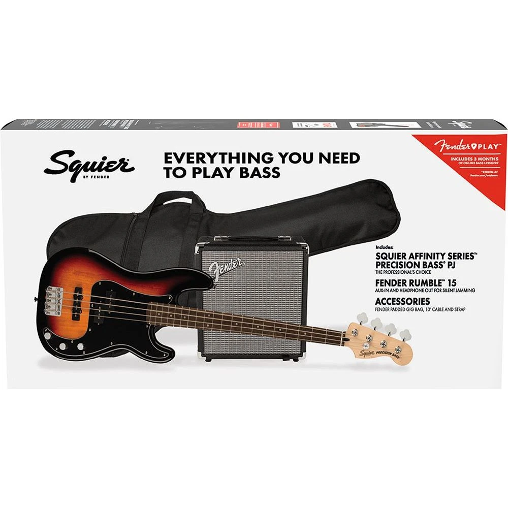 Squier Affinity Precision Bass PJ Pack, 3-Color Sunburst - Image 2