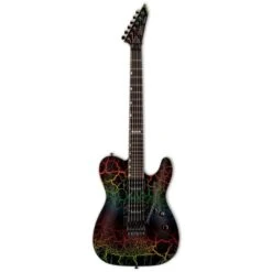 ESP LTD Eclipse 87 Singlecut Electric Guitar, Rainbow Crackle