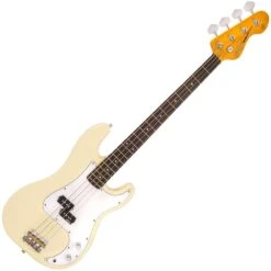 Vintage V4 Bass Guitar, Vintage White