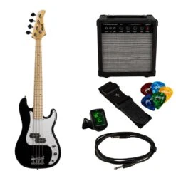 Antiquity PB Mini Bass Guitar Starter Package, Black