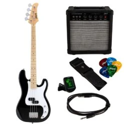 Antiquity PB Bass Guitar Starter Package, Black