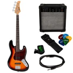 Antiquity JB Bass Guitar Starter Package, 3-Tone Sunburst