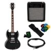 Antiquity GS1 Beginner Electric Guitar Package, Black