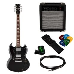 Antiquity GS1 Beginner Electric Guitar Package, Black