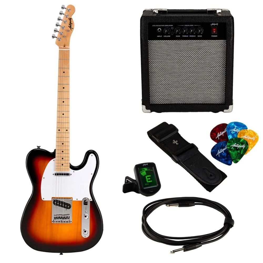 Antiquity TL1 Beginner Electric Guitar Pack, 3-Tone Sunburst