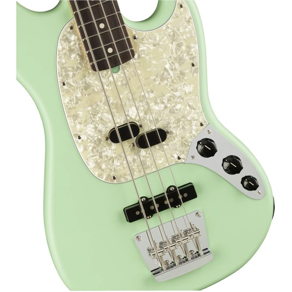 Fender American Performer Mustang Bass Satin Surf Green - Image 3