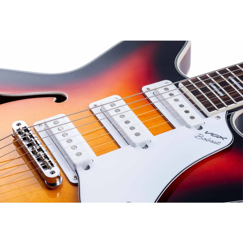 Vox Bobcat S66 Semi-Acoustic Guitar Sunburst - Image 3