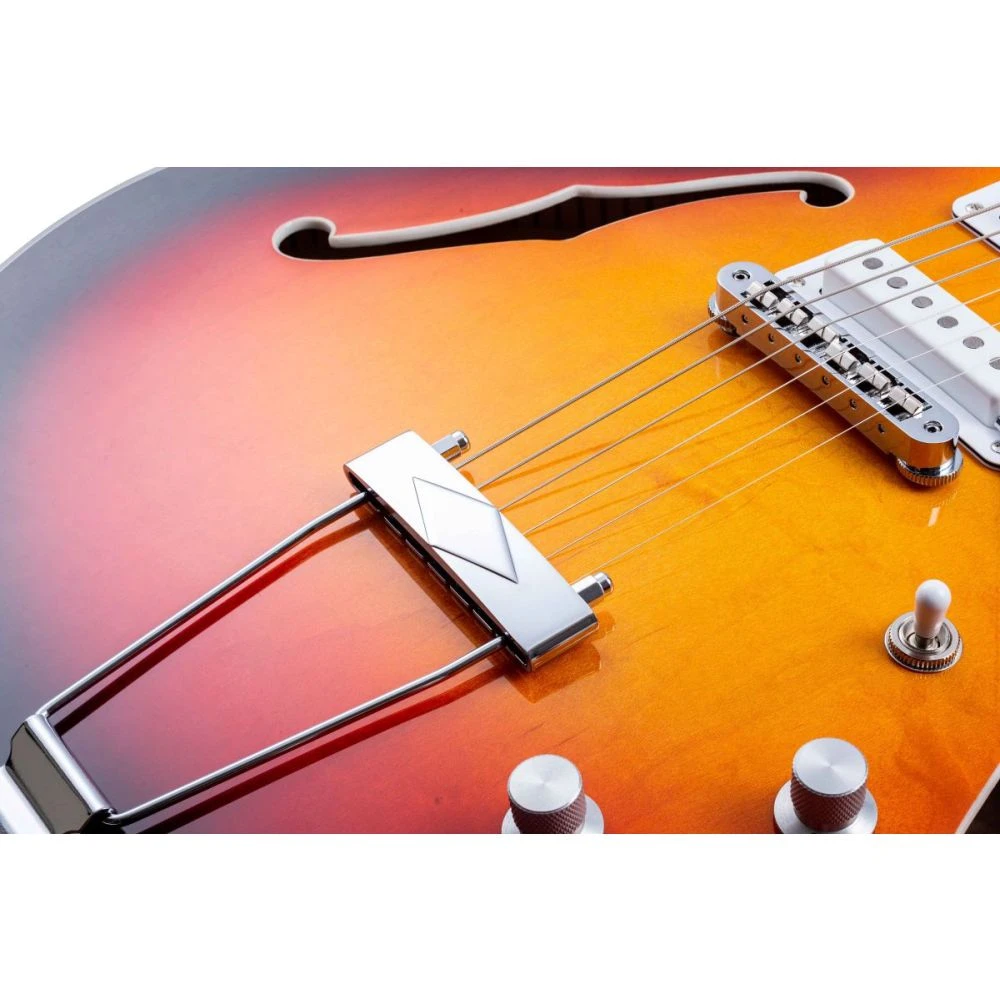 Vox Bobcat S66 Semi-Acoustic Guitar Sunburst - Image 5